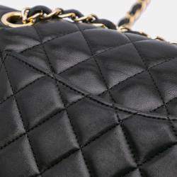 Chanel Black Medium Classic Lambskin Valentines Heart Charms Single Flap Bag