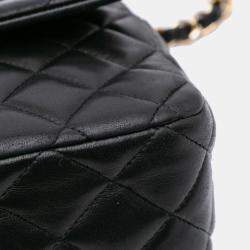 Chanel Black Medium Classic Lambskin Valentines Heart Charms Single Flap Bag