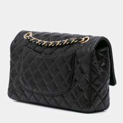 Chanel Black Medium Classic Lambskin Valentines Heart Charms Single Flap Bag