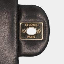 Chanel Black Medium Classic Lambskin Valentines Heart Charms Single Flap Bag