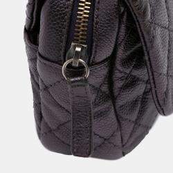 Pre Owned Chanel Plum Jumbo Quilted Caviar Easy Flap Bag