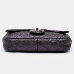 Pre Owned Chanel Plum Jumbo Quilted Caviar Easy Flap Bag
