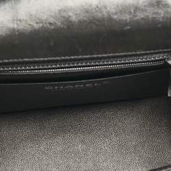Pre Owned Chanel So Black Chevron Leather Mini Square Classic Flap Bag