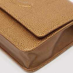 Pre Owned Chanel Gold Caviar Leather CC Timeless Wallet on Chain