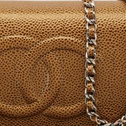 Pre Owned Chanel Gold Caviar Leather CC Timeless Wallet on Chain