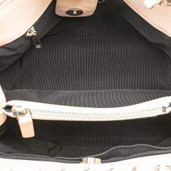 Pre Owned Chanel Light Beige Mini Quilted Lambskin Chain Me Tote Bag