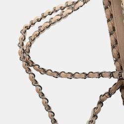 Pre Owned Chanel Light Beige Mini Quilted Lambskin Chain Me Tote Bag