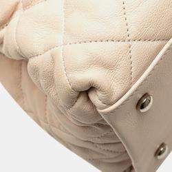 Pre Owned Chanel Light Beige Mini Quilted Lambskin Chain Me Tote Bag