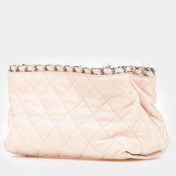 Pre Owned Chanel Light Beige Mini Quilted Lambskin Chain Me Tote Bag