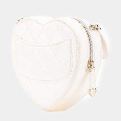 Chanel White Mini Lambskin CC in Love Heart Crossbody Bag