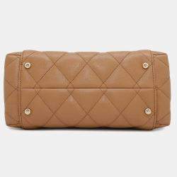 Chanel Caramel Caviar Matelassé Leather CC Logo Chain Tote 