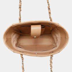 Chanel Caramel Caviar Matelassé Leather CC Logo Chain Tote 