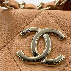 Chanel Caramel Caviar Matelassé Leather CC Logo Chain Tote 