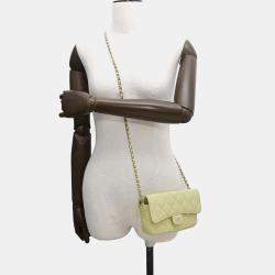 Chanel Green Lambskin Matelasse Flap Chain Shoulder Phone Pouch 