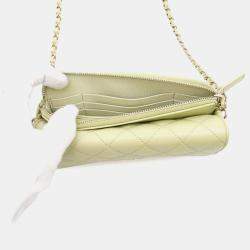 Chanel Green Lambskin Matelasse Flap Chain Shoulder Phone Pouch 