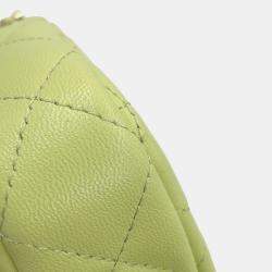 Chanel Green Lambskin Matelasse Flap Chain Shoulder Phone Pouch 