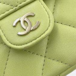 Chanel Green Lambskin Matelasse Flap Chain Shoulder Phone Pouch 