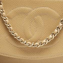 Chanel Beige Caviar Leather CC Timeless Wallet On Chain