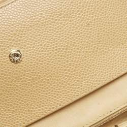 Chanel Beige Caviar Leather CC Timeless Wallet On Chain