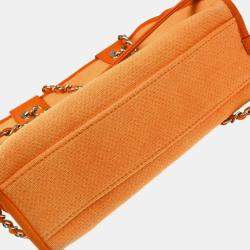 Chanel Orange Canvas Deauville Bowling Bag