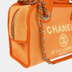 Chanel Orange Canvas Deauville Bowling Bag