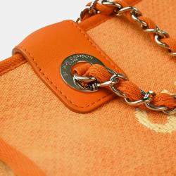Chanel Orange Canvas Deauville Bowling Bag