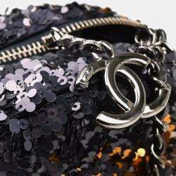 Chanel Lambskin Sequins CC Round Shoulder Bag 