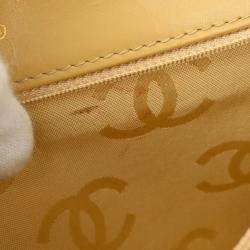 Pre Owned Chanel Beige Calfskin Wild Stitch Straight Flap Shoulder Bag