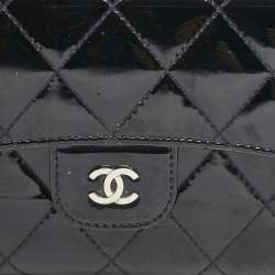 Chanel Black Quilted Patent Leather CC Flap Continental Wallet