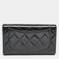 Chanel Black Quilted Patent Leather CC Flap Continental Wallet