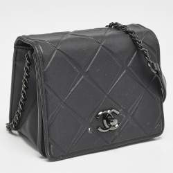 Pre Owned Chanel Black Leather Mini Propeller Flap Bag
