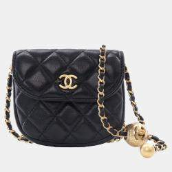 Chanel Black Quilted Lambskin Pearl Crush Waist Bag