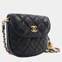 Chanel Black Quilted Lambskin Pearl Crush Waist Bag