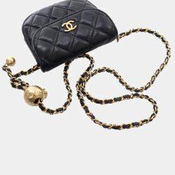 Chanel Black Quilted Lambskin Pearl Crush Waist Bag