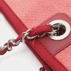 Chanel Red Canvas Mini Deauville Tote  Bag