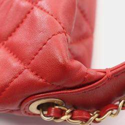 Chanel Red Lambskin Quilted Perfect Meeting Hobo Bag