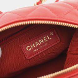 Chanel Red Lambskin Quilted Perfect Meeting Hobo Bag