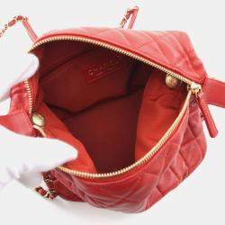 Chanel Red Lambskin Quilted Perfect Meeting Hobo Bag
