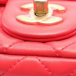 Chanel Red Lambskin Quilted Mini Rectangular Pearl Crush Flap  Bag