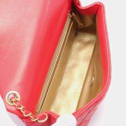 Chanel Red Lambskin Quilted Mini Rectangular Pearl Crush Flap  Bag