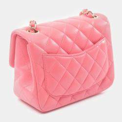 Chanel Pink Lambskin Quilted Mini Square Flap Bag