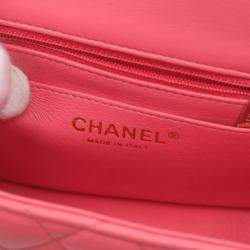 Chanel Pink Lambskin Quilted Mini Square Flap Bag