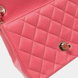 Chanel Pink Lambskin Quilted Mini Square Flap Bag