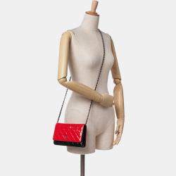 Chanel Red CC Bicolor Quilted Patent Wallet on Chain Bag