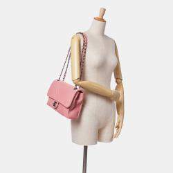 Pre Owned Chanel Pink Medium Lambskin CC Crossing Flap Bag