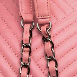 Pre Owned Chanel Pink Medium Lambskin CC Crossing Flap Bag