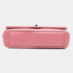 Pre Owned Chanel Pink Medium Lambskin CC Crossing Flap Bag