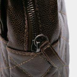 Chanel Brown Jumbo Quilted Iridescent Caviar Easy Flap Bag