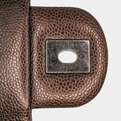 Chanel Brown Jumbo Quilted Iridescent Caviar Easy Flap Bag