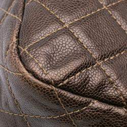 Chanel Brown Jumbo Quilted Iridescent Caviar Easy Flap Bag